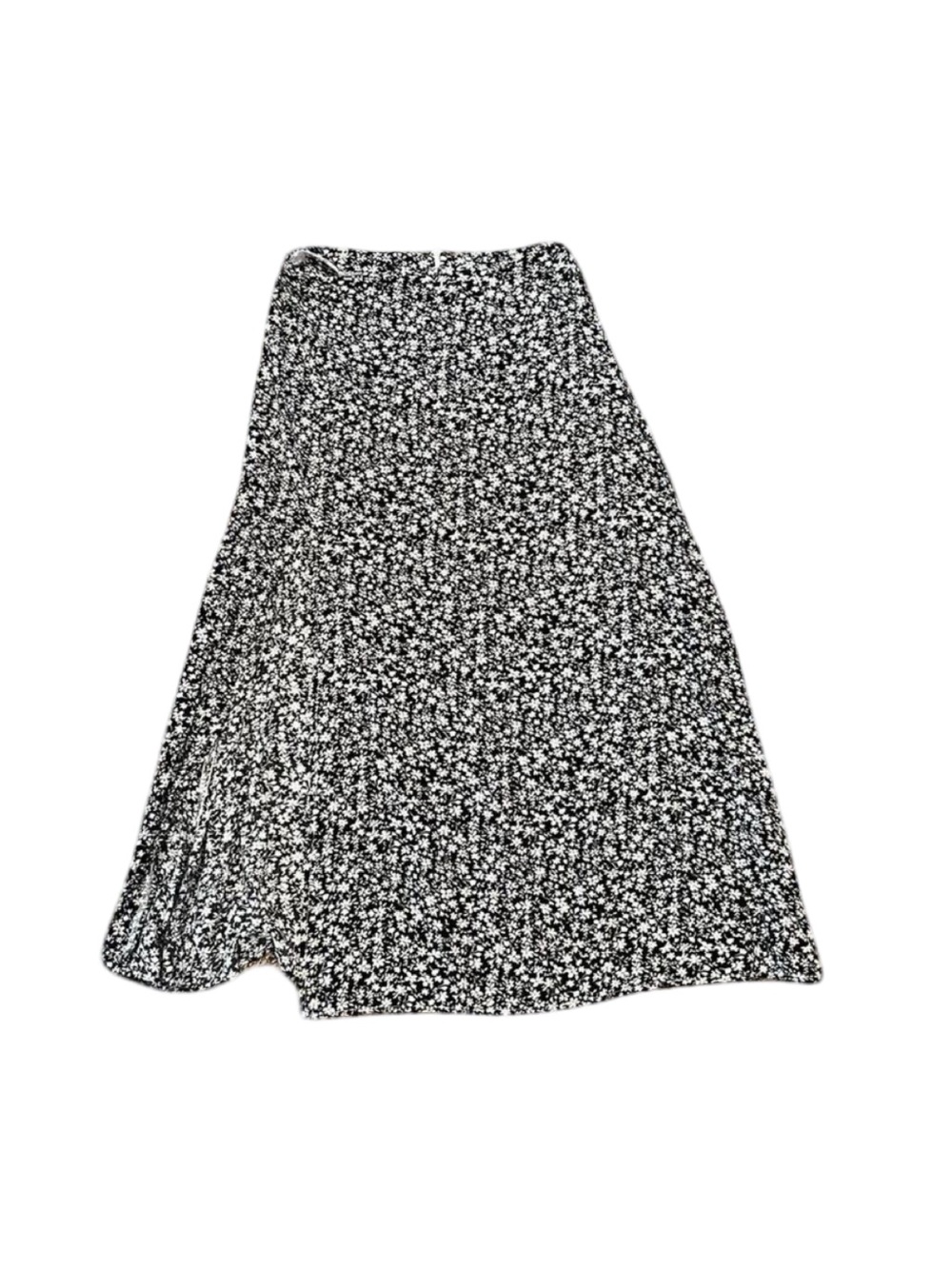 SHEIN Black White Floral Midi Skirt Side Slit Flowy Boho Summer Size S